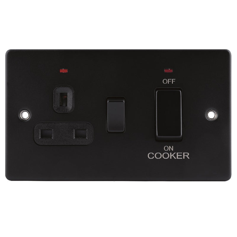 Niglon D-CC45DPN-MBM | Matt Black Classic Cooker Switch | DCC45DPNMBM