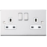 Polished Chrome Classic 2 Gang 13A DP Decorative Switched Socket White Inserts