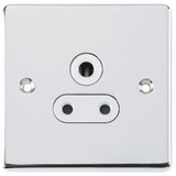 Polished Chrome Classic 1 Gang 2 Way 5A Round Pin Socket White Inserts