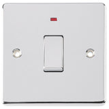 Polished Chrome Classic 1 Gang 45A Double Pole Decorative Rocker Switch with Neon