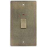 Antique Brass Classic 1 Gang 45A Double Pole Decorative Rocker Switch with Neon (Vertical Plate)