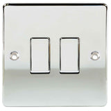 Polished Chrome Classic 2 Gang 10A 1 or 2 Way Decorative Rocker Switch