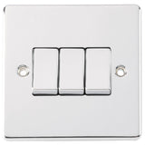 Polished Chrome Classic 3 Gang 10A 1 or 2 Way Decorative Rocker Switch