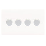 White LED 4 Gang 1 or 2 Way Push On Off Dimmer Switch (Twin Plate)