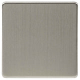 Brushed Chrome Screwless Single Blank Plate