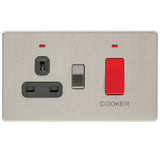 Niglon U-CC45DPN-BC | Brushed Chrome Screwless Cooker Switch | UCC45DPNBC