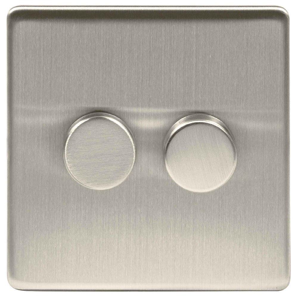 Niglon U-DP2-BC | Brushed Chrome Screwless LED Dimmer Switch | UDP2BC