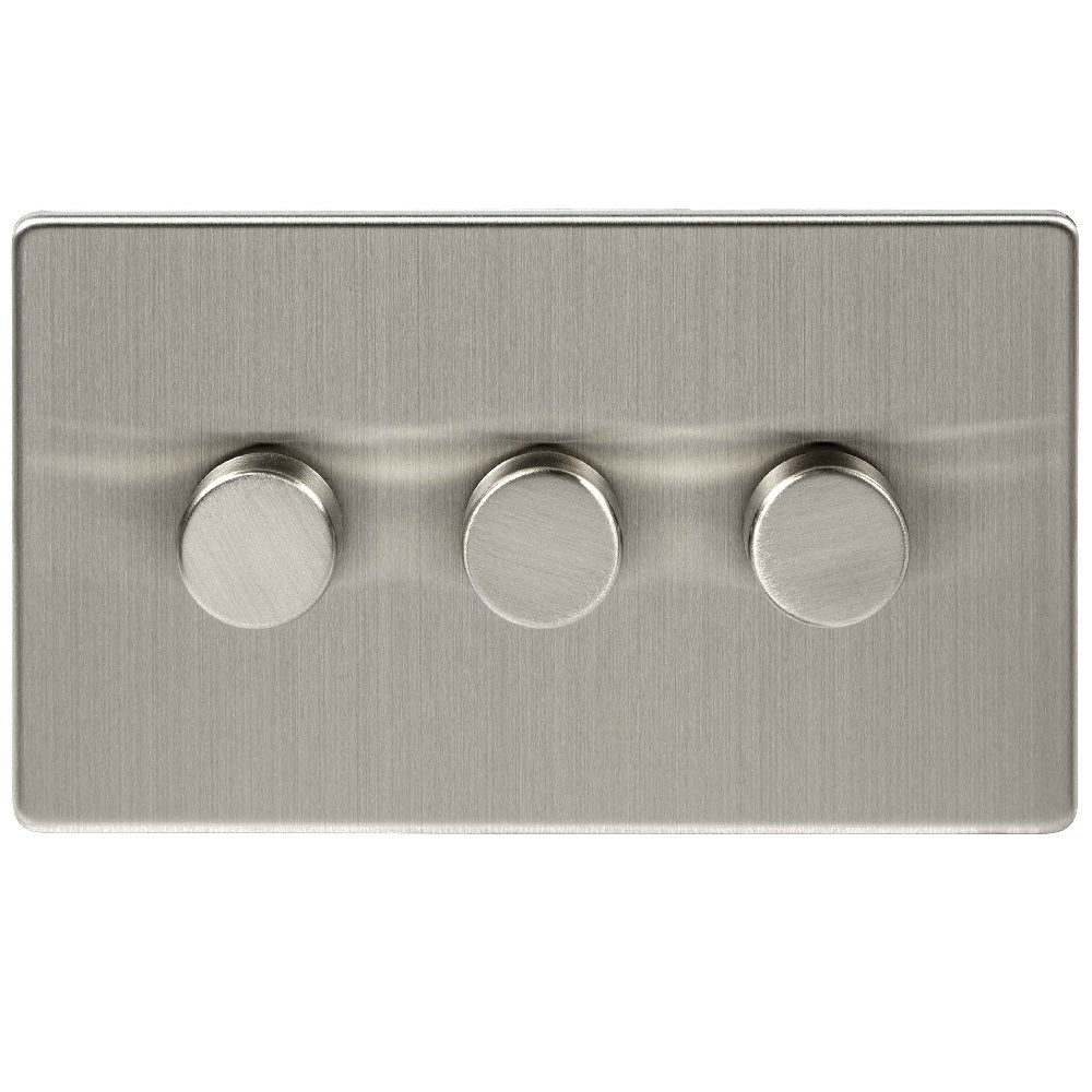 Niglon U-DP3-BC | Brushed Chrome Screwless LED Dimmer Switch | UDP3BC