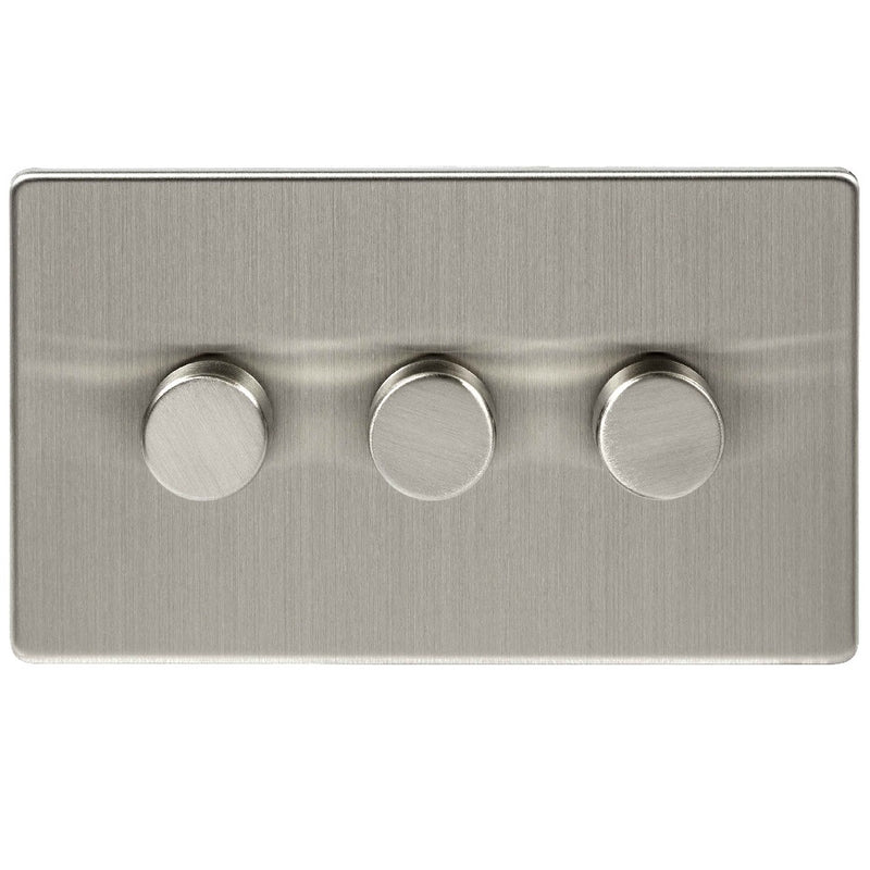 Niglon U-DP3-BC | Brushed Chrome Screwless LED Dimmer Switch | UDP3BC