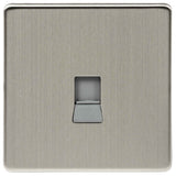 Brushed Chrome Screwless 1 Gang RJ45 Cat 6 Socket Grey Inserts