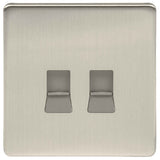 Brushed Chrome Screwless 2 Gang RJ45 Cat 5 Socket Grey Inserts