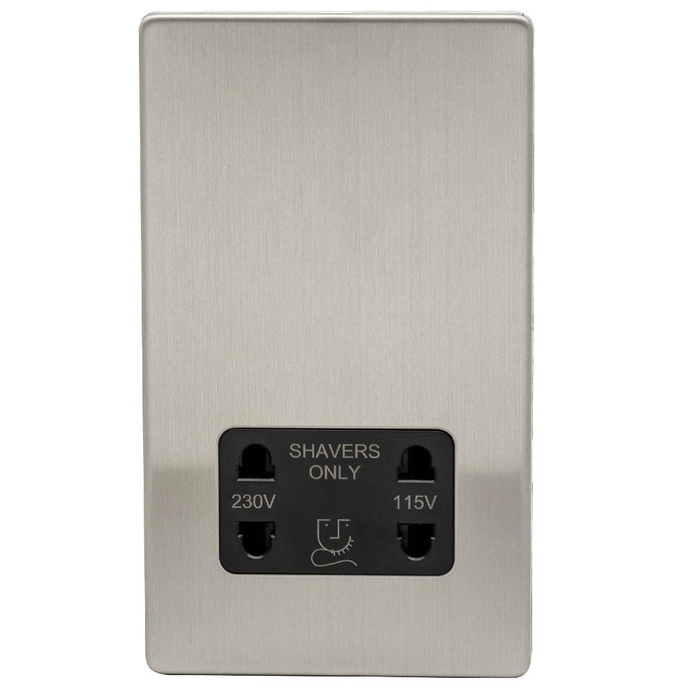 Niglon U-DVSS-BC | Brushed Chrome Screwless Shaver Socket | UDVSSBC