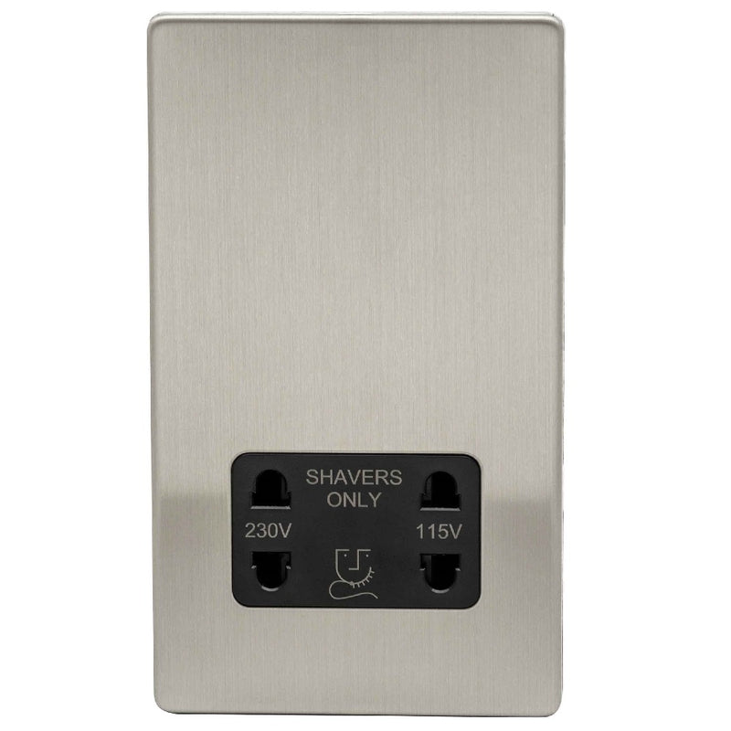 Niglon U-DVSS-BC | Brushed Chrome Screwless Shaver Socket | UDVSSBC