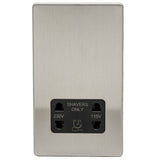 Brushed Chrome Screwless Dual Voltage Shaver Socket 230V/115V Black Inserts