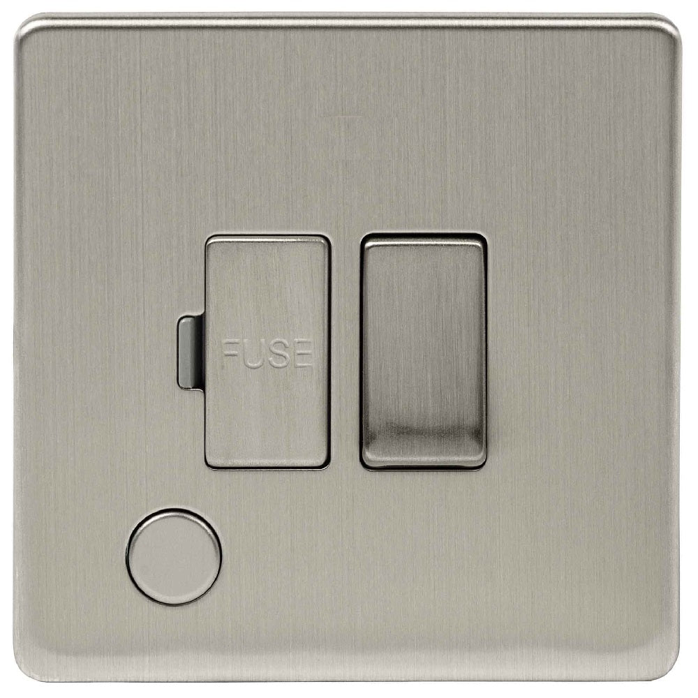 Niglon U-FS13DPF-BC | Brushed Chrome Screwless Switched Fuse Spur Flex Outlet | UFS13DPFBC