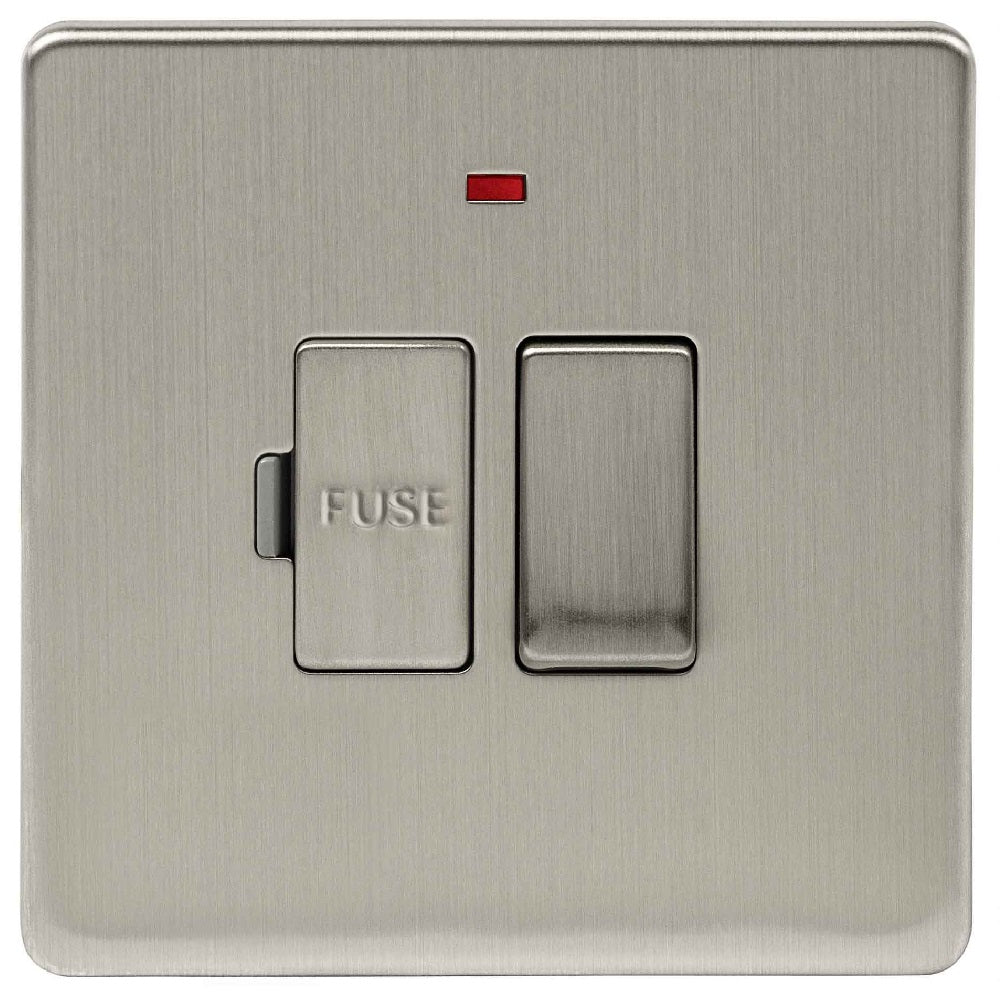 Niglon U-FS13DPN-BC | Brushed Chrome Screwless Switched Neon Fuse Spur | UFS13DPNBC