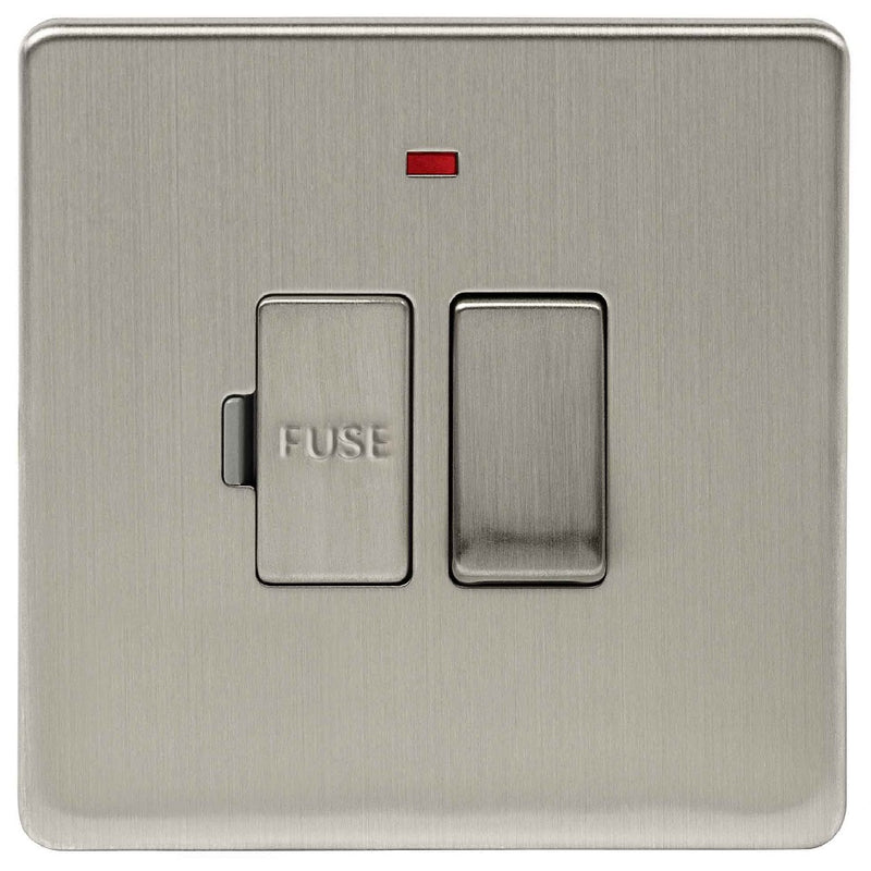 Niglon U-FS13DPN-BC | Brushed Chrome Screwless Switched Neon Fuse Spur | UFS13DPNBC