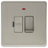 Brushed Chrome Screwless 13A Decorative Switched Fused Spur with Neon