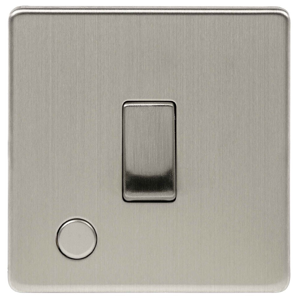 Niglon U-SP20DPF-BC | Brushed Chrome Screwless Double Pole Switch Flex Outlet | USP20DPFBC
