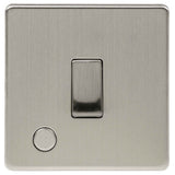 Brushed Chrome Screwless 1 Gang 20A Double Pole Decorative Rocker Switch with Flex Outlet