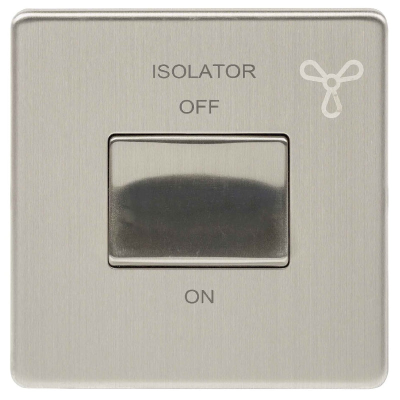 Niglon U-SP6FAN-BC | Brushed Chrome Screwless Fan Isolator Switch | USP6FANBC