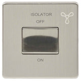 Brushed Chrome Screwless 10A Fan Isolating Decorative Switch (3 Pole)