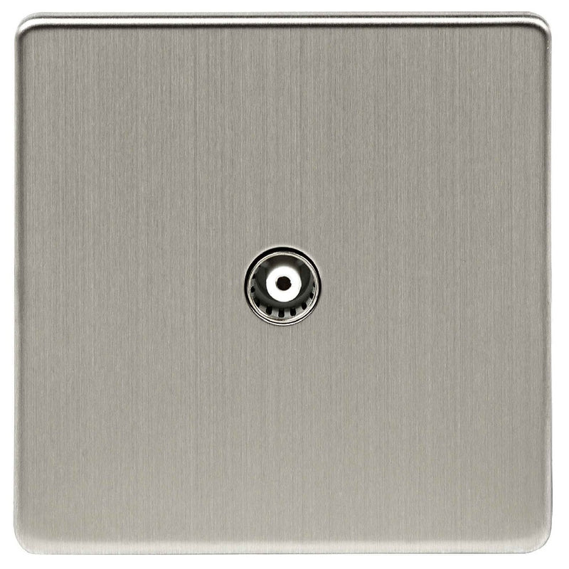 Niglon U-TV1-BC | Brushed Chrome Screwless TV FM Coax Cable Socket | UTV1BC