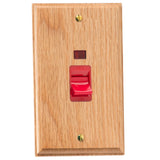 Light Oak Kilnwood Cooker Switch 45A with Neon (Vertical Twin Plate)