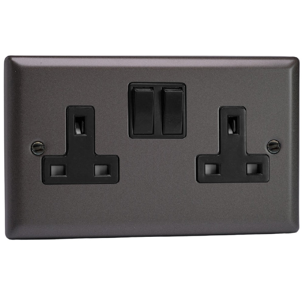 Varilight XP5B | Graphite Grey Classic Double Pole Socket