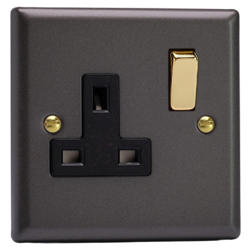Varilight XY4VB.SL | Slate Grey Vogue Double Pole Socket | XY4VBSL