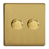 Varilight JDBP252S | Brushed Brass Screwless Dimmer Switch
