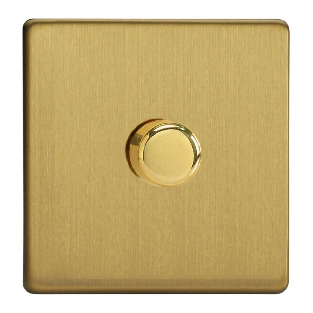 Varilight JDBP401S | Brushed Brass Screwless Dimmer Switch