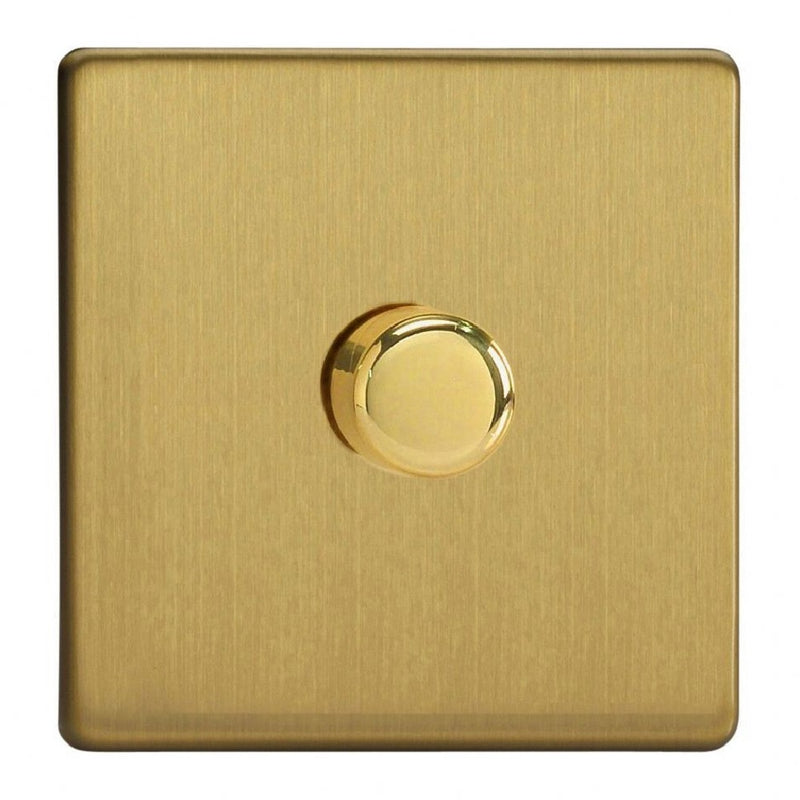 Varilight JDBP401S | Brushed Brass Screwless Dimmer Switch