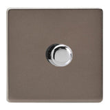 Pewter Screwless V-PRO Professional 1 Gang 2 Way Push On Off LED Dimmer 1 x 0W-120W