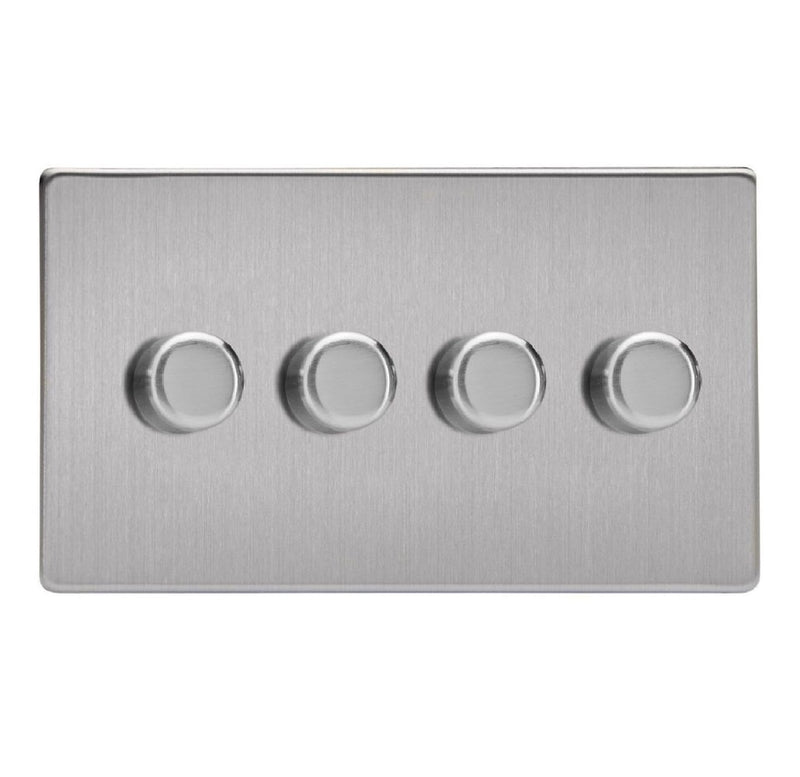 Varilight JDSDP254S | Brushed Steel Screwless Dimmer Switch