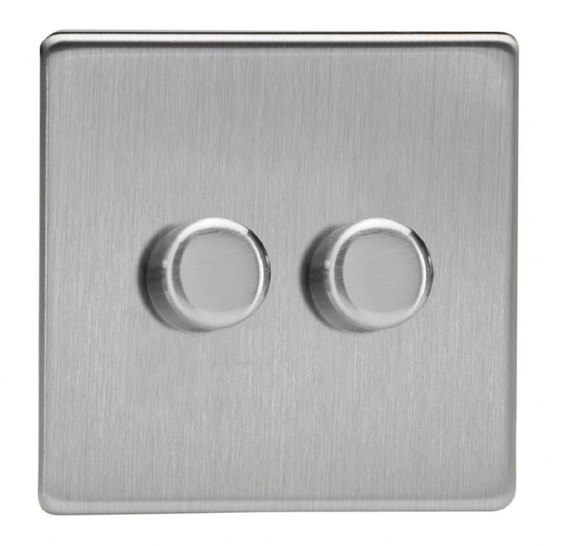 Varilight JDSP252S | Brushed Steel Screwless Dimmer Switch