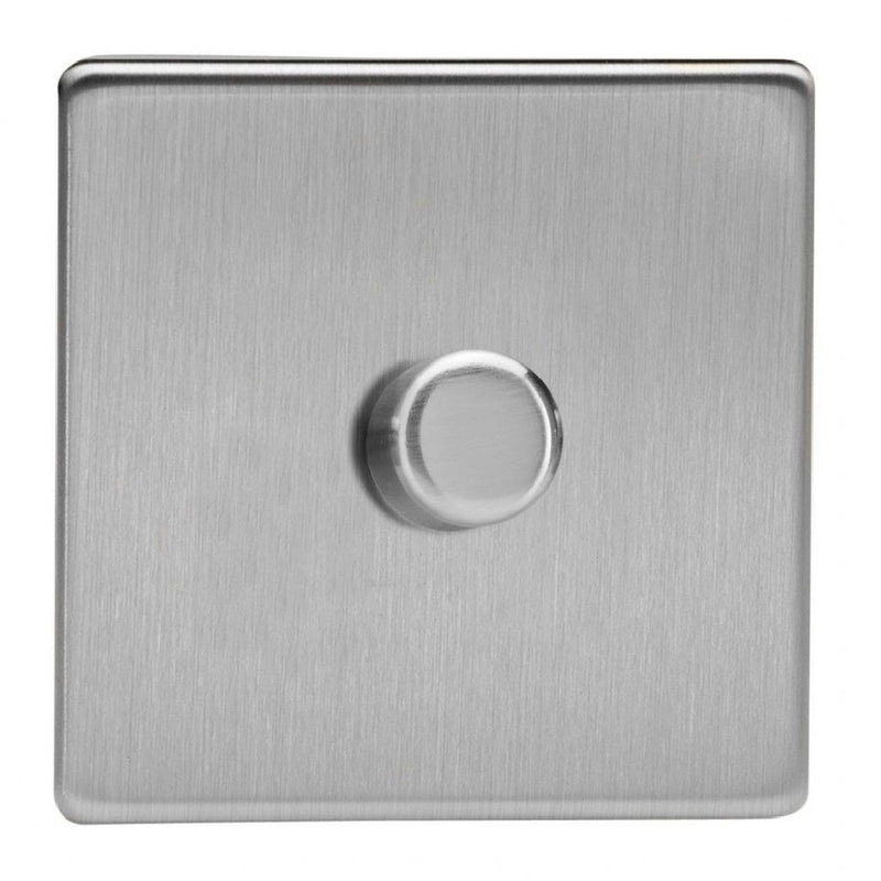 Varilight JDSP401S | Brushed Steel Screwless Dimmer Switch