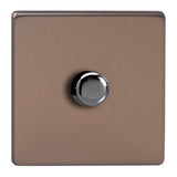 Brushed Bronze Screwless Urban V-PRO Professional 1 Gang 2 Way Push On Off LED Dimmer 1 x 0W-120W