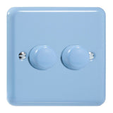 Duck Egg Blue Lily V-PRO Professional 2 Gang 2 Way Push On Off LED Dimmer 2 x 0W-120W