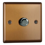 Brushed Bronze Urban V-PRO Professional 1 Gang 2 Way Push On Off LED Dimmer 1 x 0W-120W