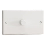 White V-COM Commercial 1 Gang 2 Way Push On Off LED Dimmer 1 x 60W-600W (Twin Plate)