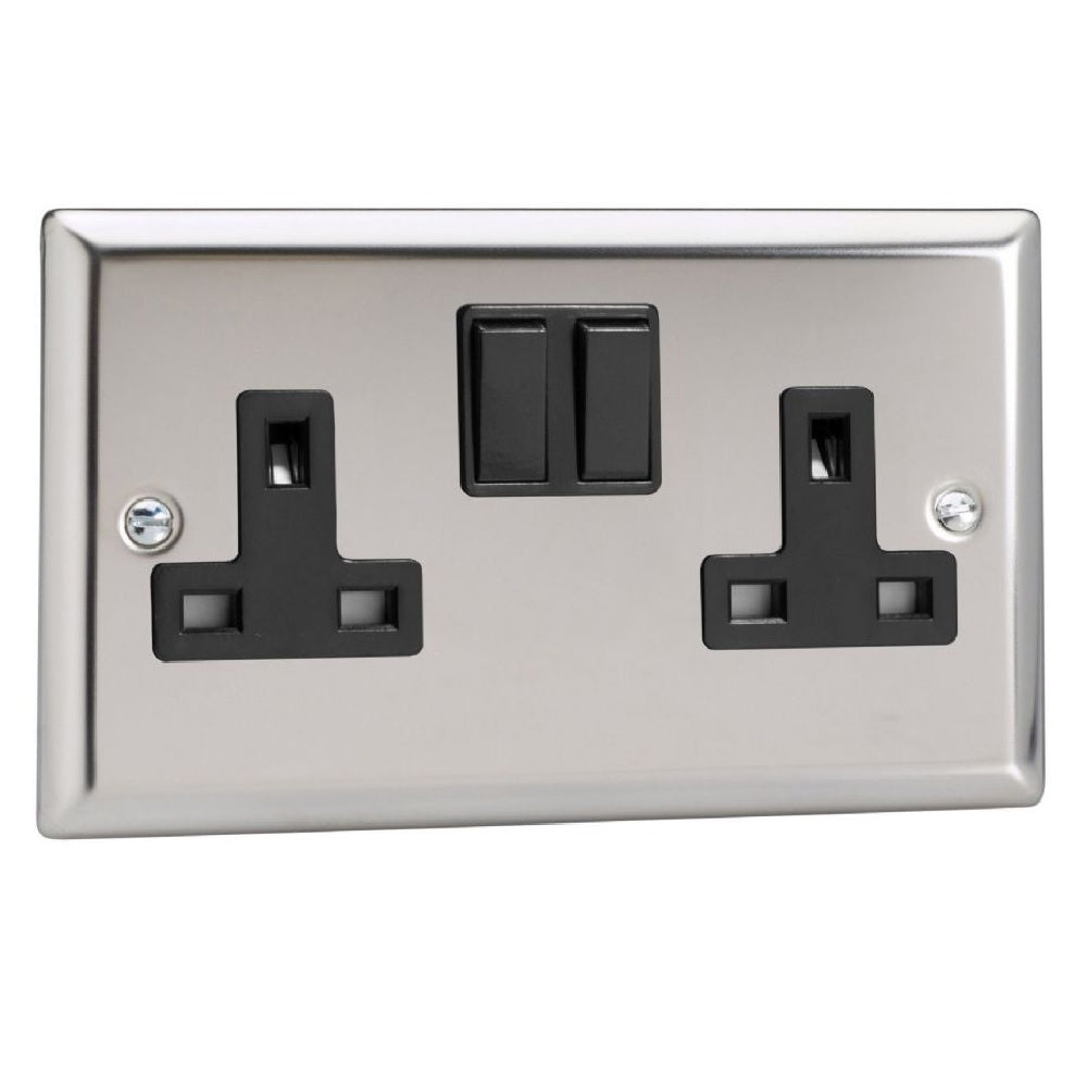Varilight XC5B | Mirror Chrome Classic Double Pole Socket