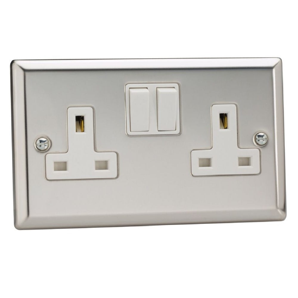 Varilight XC5W | Mirror Chrome Classic Double Pole Socket