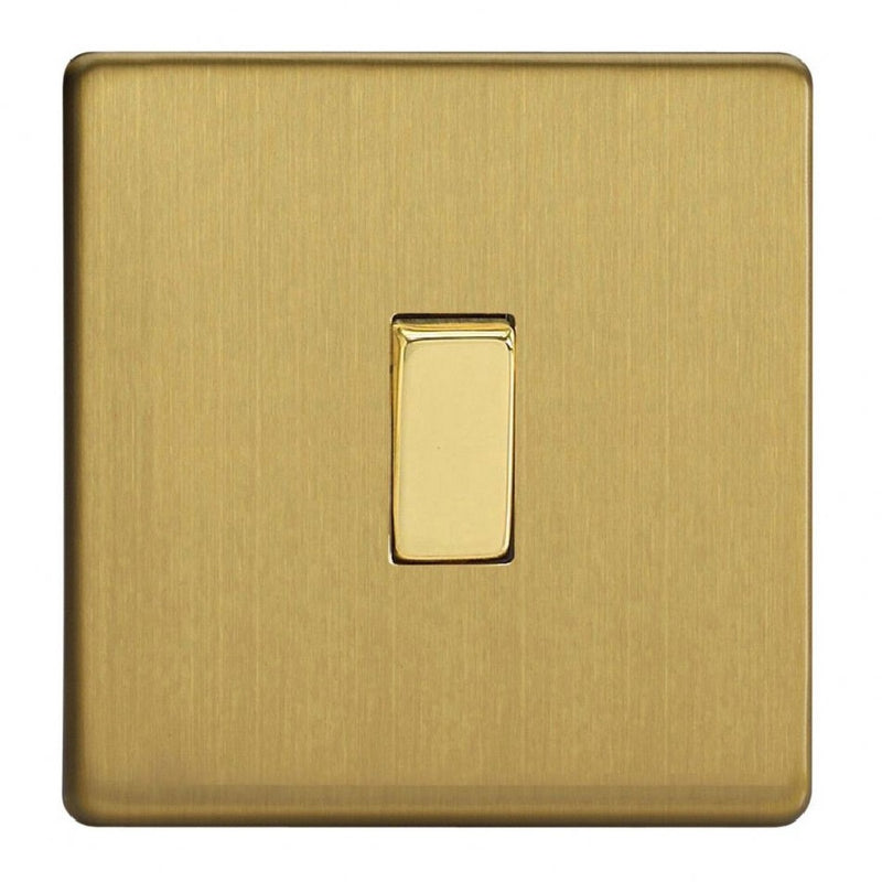 Varilight XDB1S | Brushed Brass Screwless Rocker Switch
