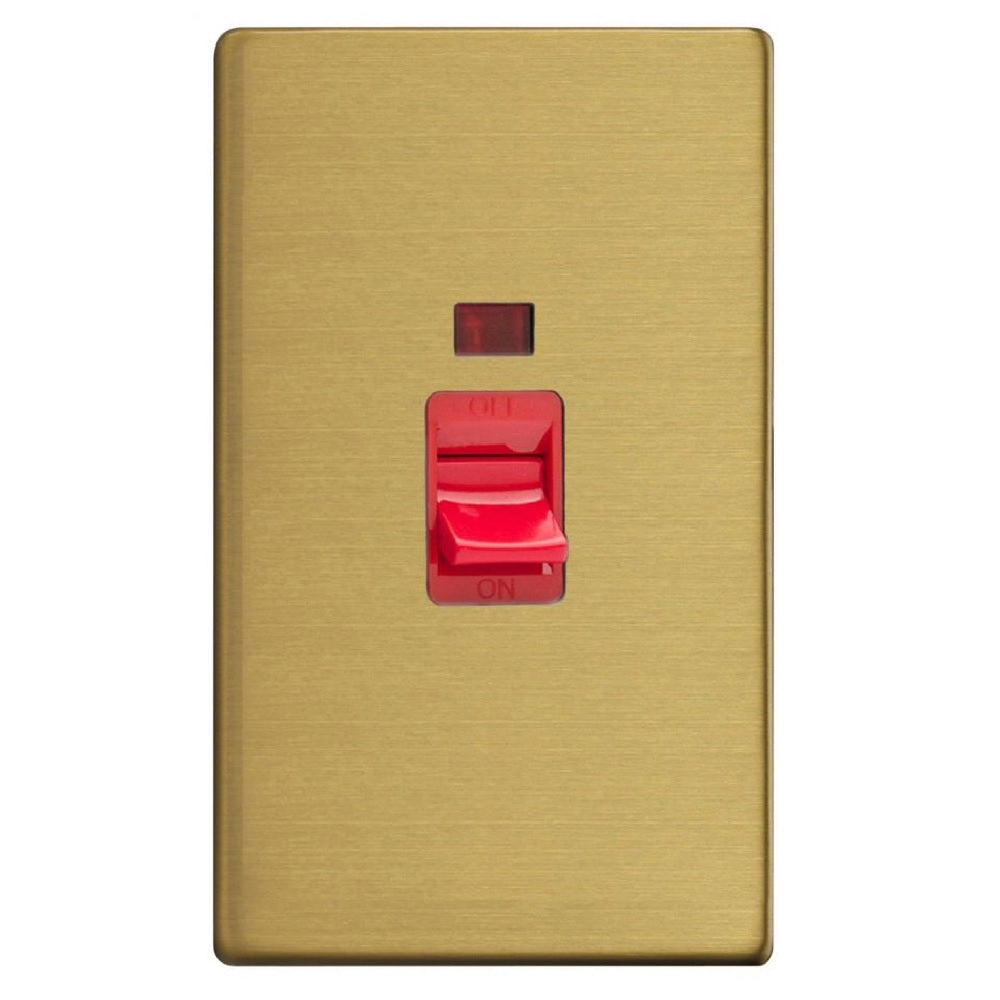 Varilight XDB45NS | Brushed Brass Screwless Cooker Switch