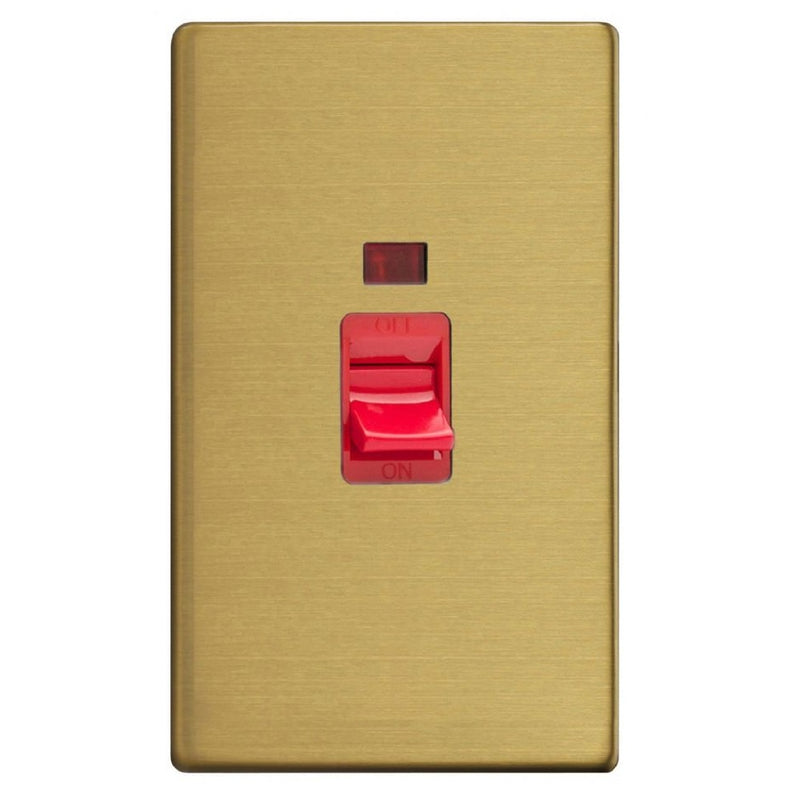 Varilight XDB45NS | Brushed Brass Screwless Cooker Switch