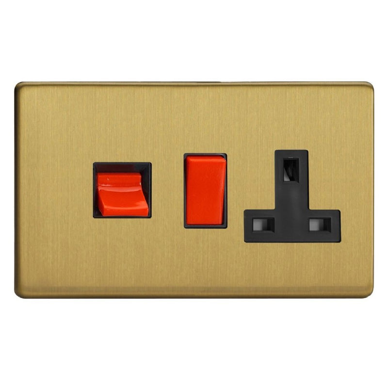 Varilight XDB45PBS | Brushed Brass Screwless Cooker Switch