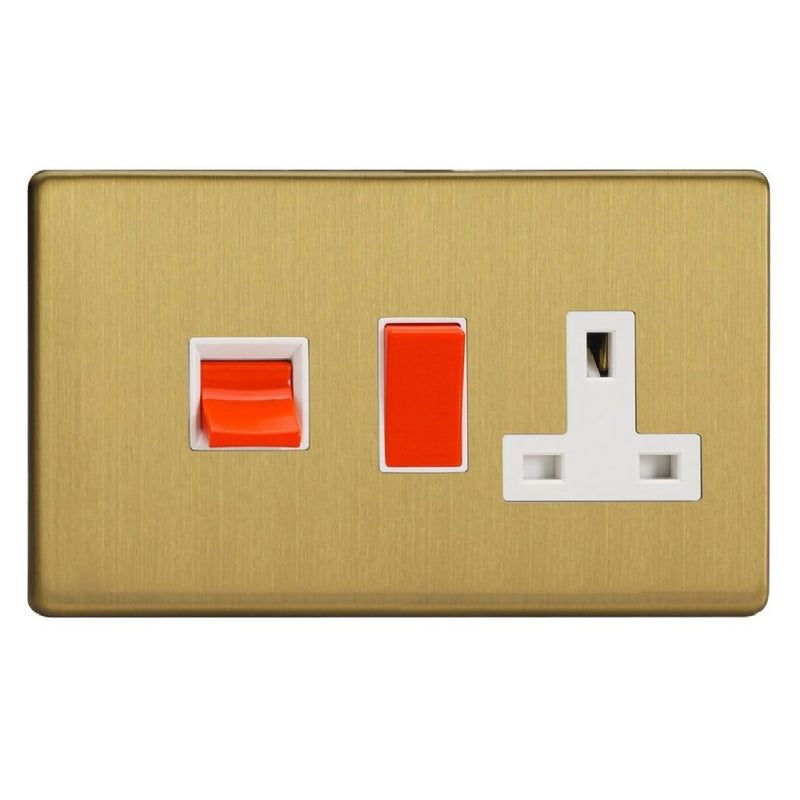 Varilight XDB45PWS | Brushed Brass Screwless Cooker Switch