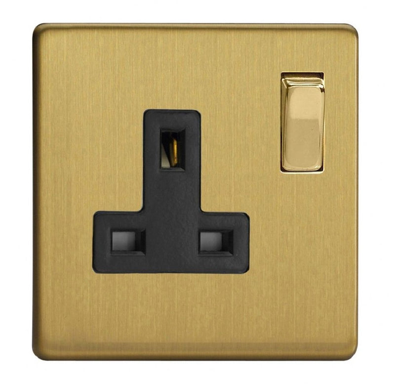 Varilight XDB4BS | Brushed Brass Screwless Double Pole Socket