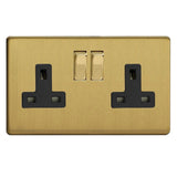 Varilight XDB5BS | Brushed Brass Screwless Double Pole Socket